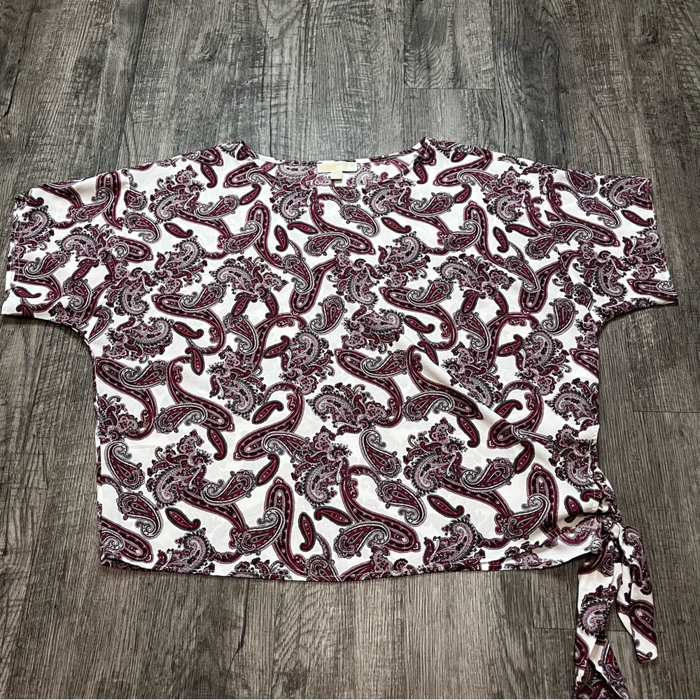 Michael Kors White Paisley Side-Tie Crop Top